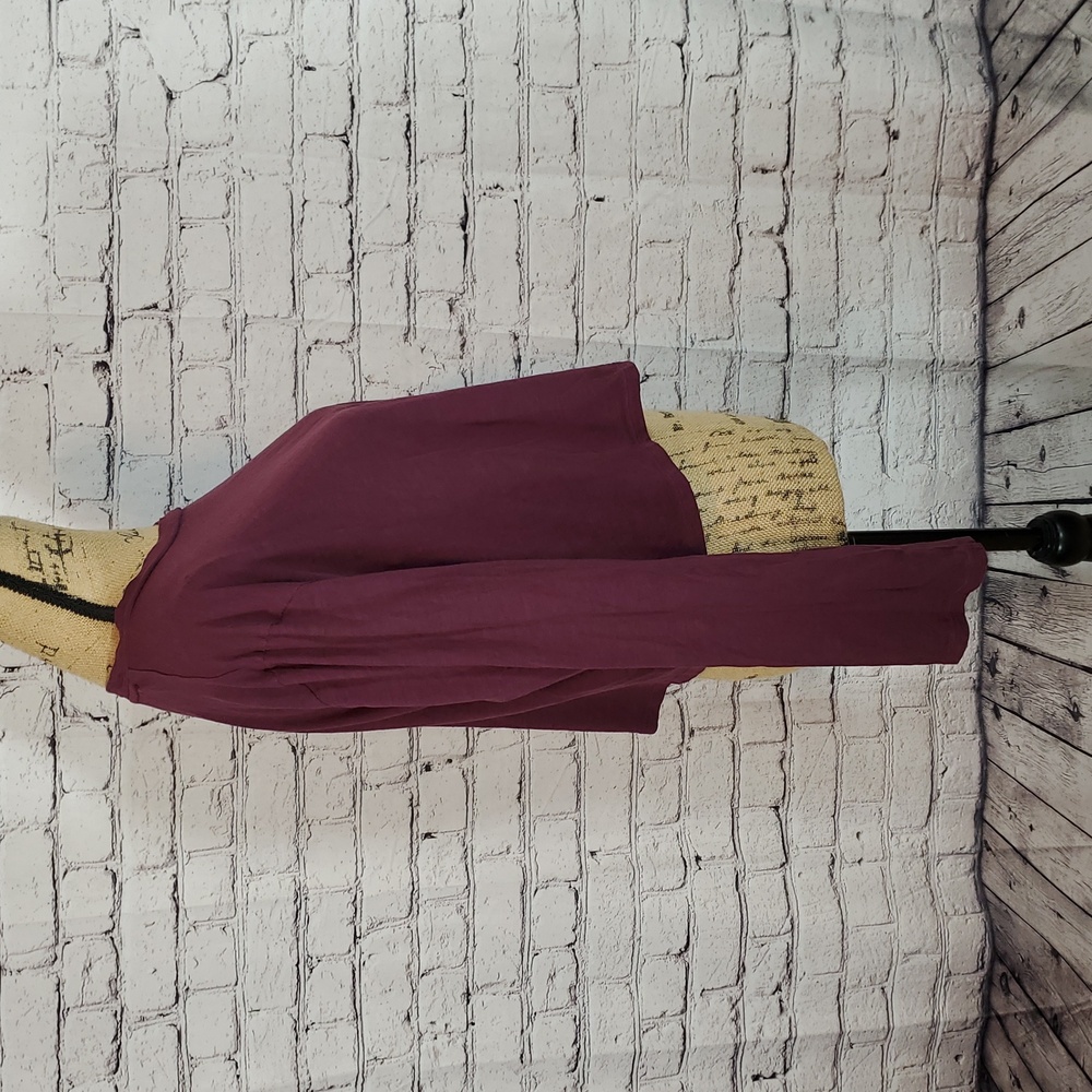 PINK Burgundy Cropped Long Sleeve T-Shirt Size L - Picture 3 of 6